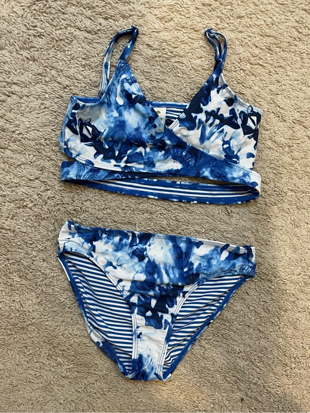 Tucker + Tate Blue Tie-Dye & Stripe Girls Two-Piece Swim Bikini